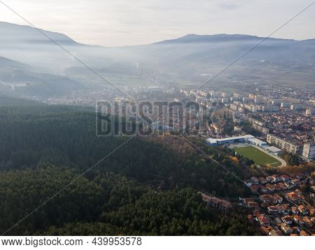 Amazing Aerial Sunset View Of Town Of Kyustendil, Bulgaria