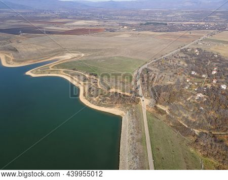 Amazing Aerial View Of Drenov Dol Reservoir, Kyustendil Region, Bulgaria