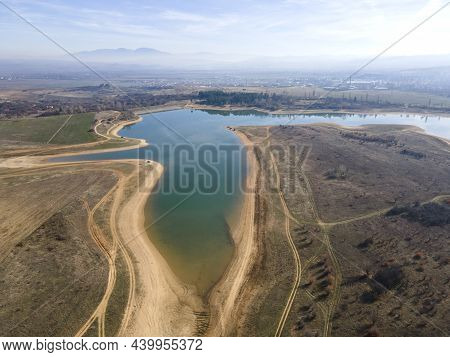 Amazing Aerial View Of Drenov Dol Reservoir, Kyustendil Region, Bulgaria