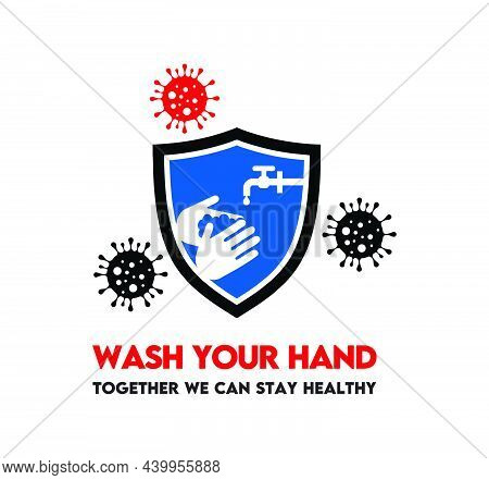 A Blue Hand Wash Icon With Shield Border To Represent A Way To Prevent From The Spread Of Germs Symb