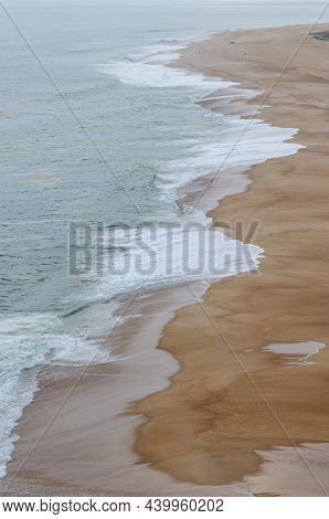 Beach Praia Do Norte, View From The Lighthouse. Nazaré, Portugal.