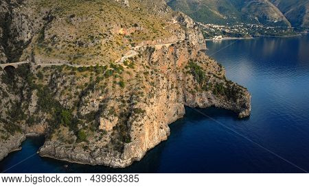 Amazing Coastal Road At Sapri - The West Coast Of Italy - Aerial View - Travel Photography