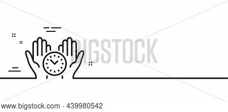 Safe Time Line Icon. Clock Sign. Office Management Symbol. Minimal Line Illustration Background. Saf