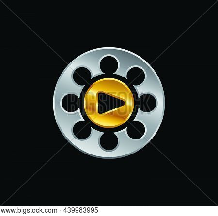 A Vector Illustration Of Golden And Silver Play Button