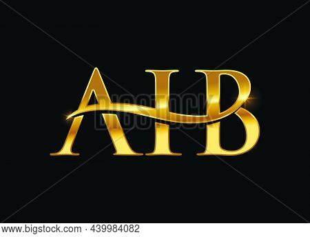A Vector Illustration Of Golden Monogram Initial Aib In Black Background