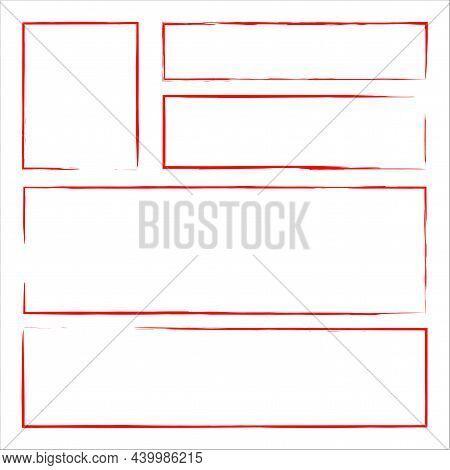 Red Grunge Icon Set. Geometric Figure. Ink Abstract. Doodle Concept. Art Background. Vector Illustra