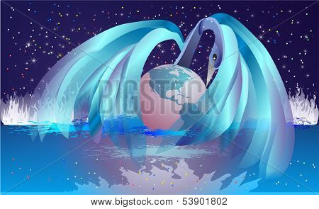 planet wrapped in a swan wings