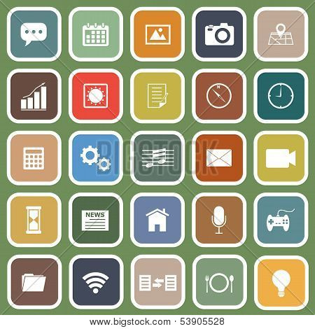 Application Flat Icons On Green Background