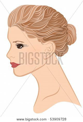 Girl With Blond Hair And Brown Eyes Portraits.eps