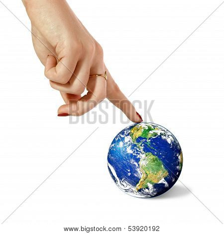 Hand And Planet Earth