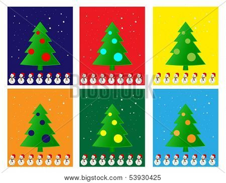 Christmas Greeting Card. Merry Christmas and trees , vector