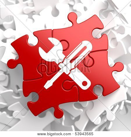 Service Concept on Red Puzzle.
