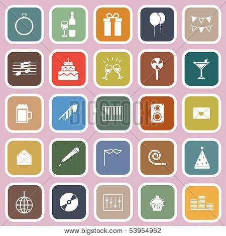 Celebration Flat Icons On Pink Background