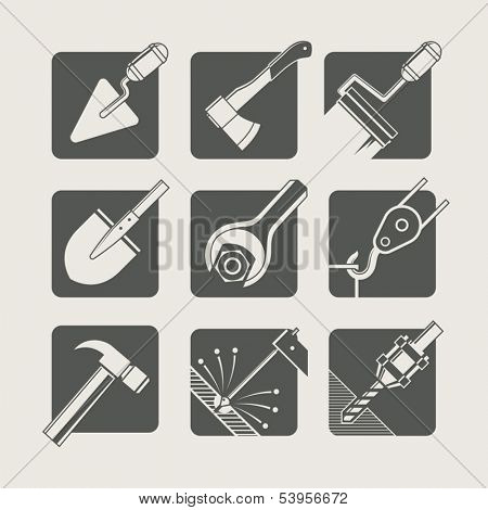 construction tools. set of vector icons. vector illustration