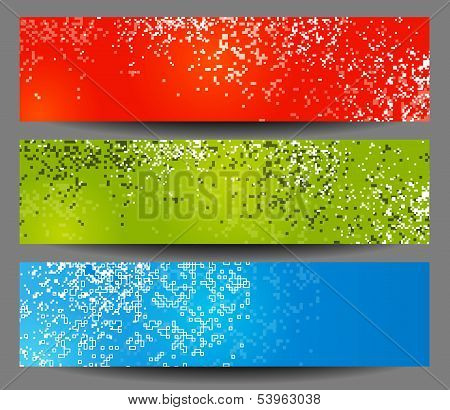 Colorful banners with square motive