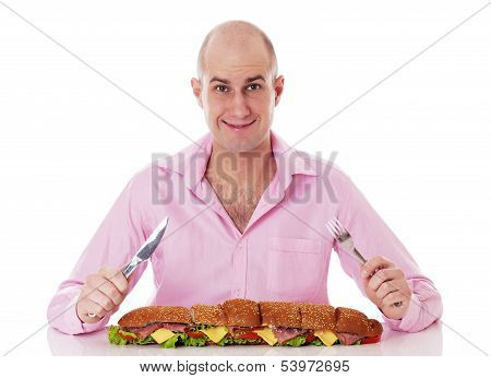 Man With Large Sandwich.