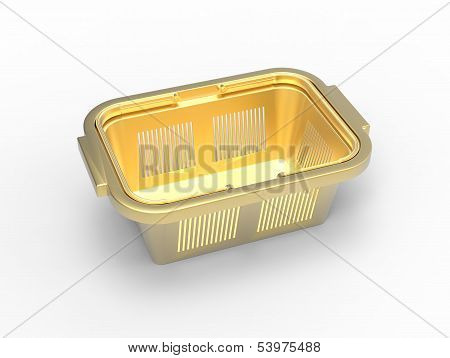 3d illustration of gold shopping basket