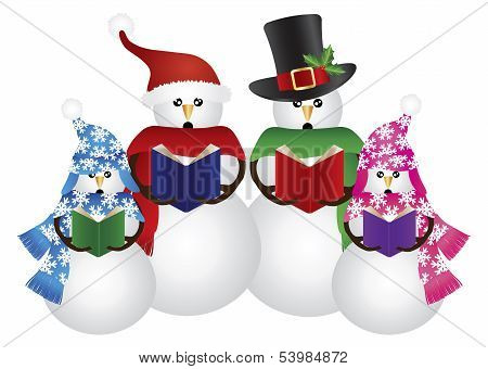 Snowman Christmas Carolers Illustration