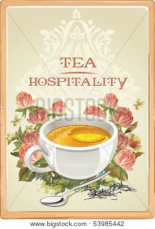 Vector Love Card with tea cup