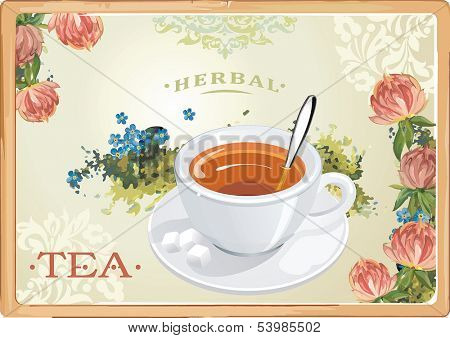 Abstract herbal tea leaf clover