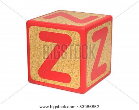 Letter Z on Childrens Alphabet Block.