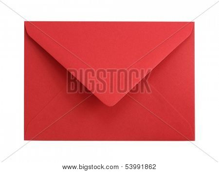 Red paper envelope isolated on white background