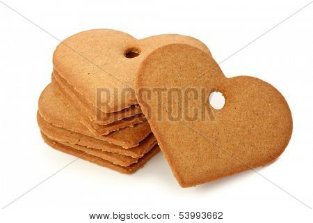 Ginger bread hearts isolated on white background