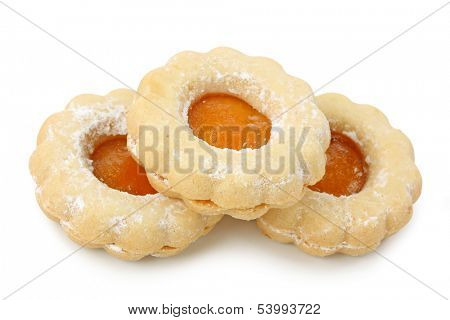 Christmas cakes with fruit jelly isolated on white background