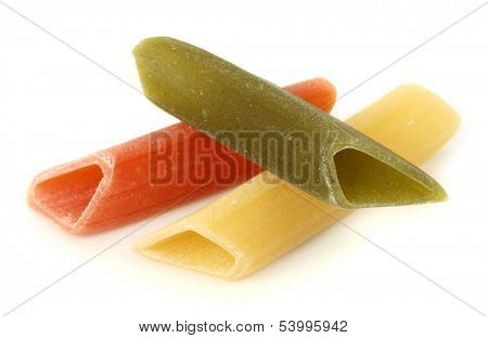 Colorful pasta isolated on white background