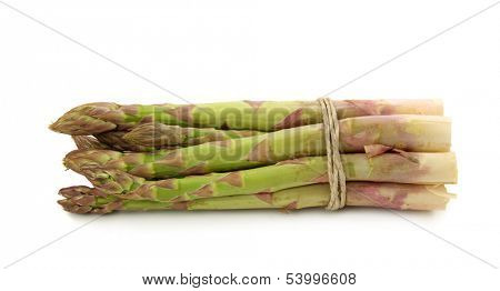 Bunch of green asparagus isolated on white background