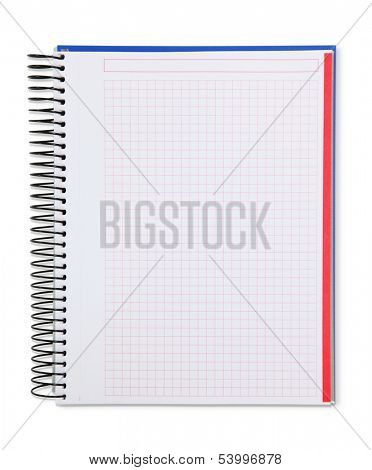 Spiral exercisebook isolated on white background