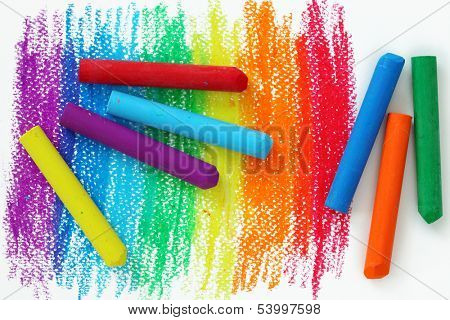 Oil Pastel Crayons on a white paper