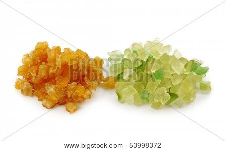 Candied fruit peel - Citronat and Orangeat isolated on white background