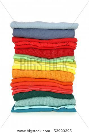 Stack of clothes isolated on white background