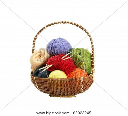 yarn clews in basket