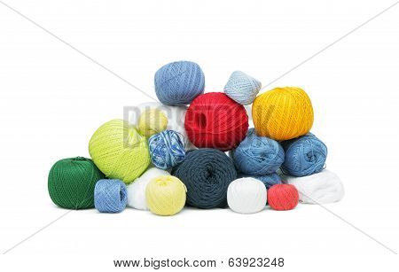 Colorful yarn clews
