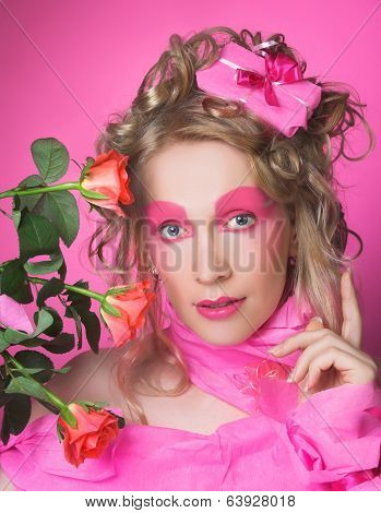 Woman in pink.