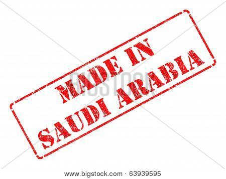 Made in Saudi Arabia - inscription on Red Rubber Stamp.