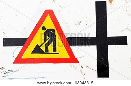 Old construction site sign