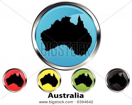 Błyszczący wektor przycisk Mapa Australii