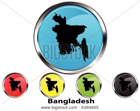 Błyszczący wektor przycisk Mapa Bangladeszu