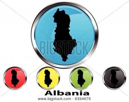Błyszczący wektor przycisk Mapa Albanii