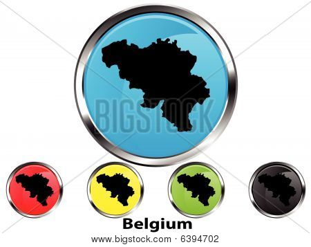 Przycisk Mapa wektor lśniący Belgii