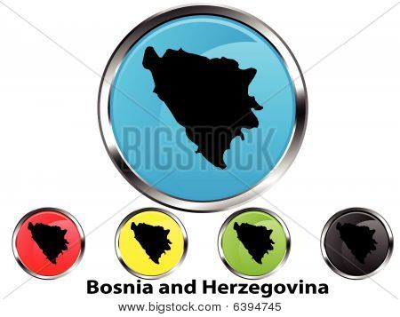 Błyszczący wektor przycisk Mapa Bośni i Hercegowiny