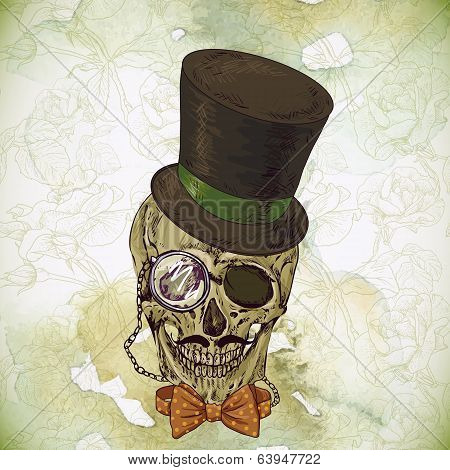 Hipster skull vintage background