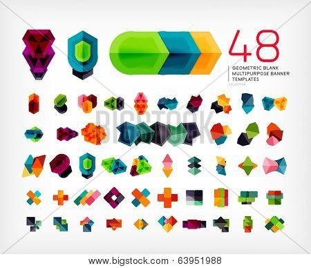 Blank geometric banner design templates mega set. Can be used as infographic template, business card design, abstract geometric symbols, multipurpose web elements