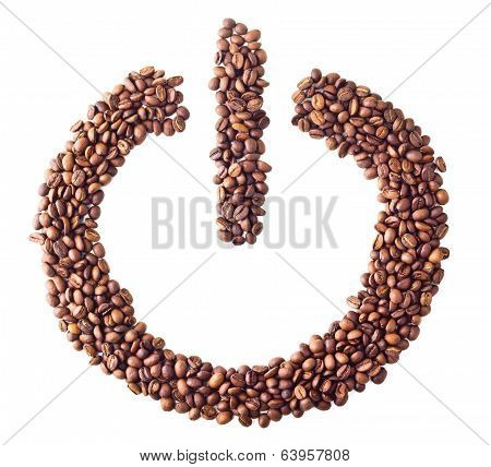 'Power on/off' symbol from coffee beans
