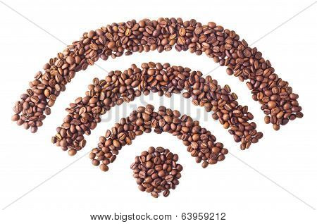'Wi-FI' symbol from coffee beans