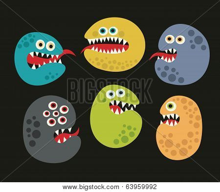 Set of cute virus monsters.