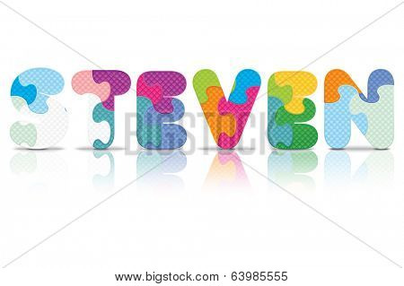 STEVEN written with alphabet puzzle - vector illustration